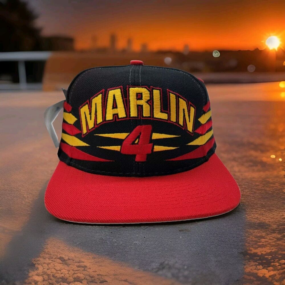 Vintage Sterling Marlin Logo Athletic Diamond Cut Snapback Hat #4 NOS NWT Nascar